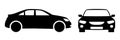 Car icons set silhouette side and front view, auto signs Ã¢â¬â vector